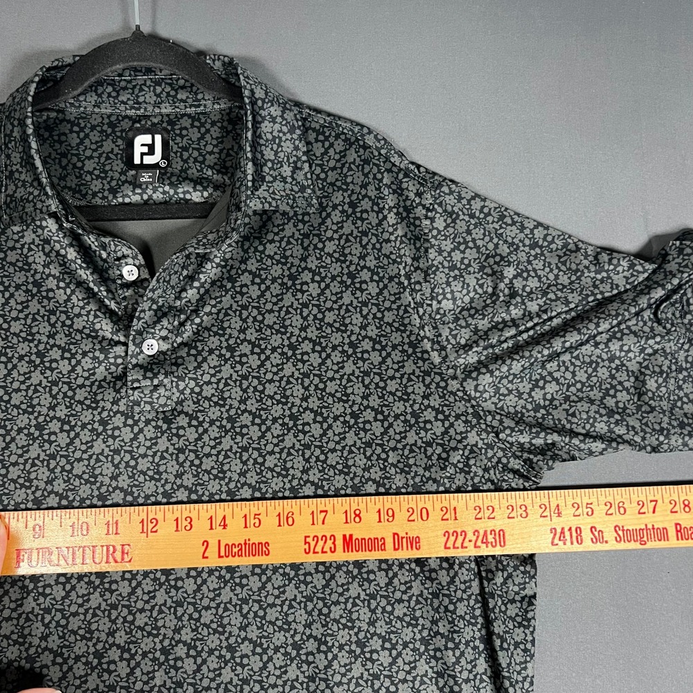 FootJoy Mens Floral Golf Polo Shirt Charcoal Grey Black Short Sleeve Large FJ - Picture 5 of 9